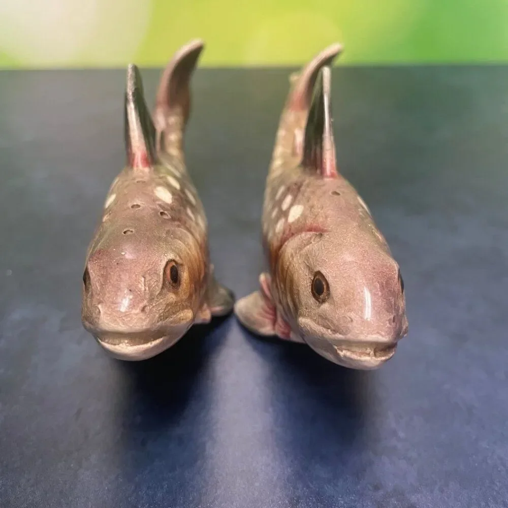 Vintage 1950s Hand-Painted Rock Bass (or Trout) Salt & Pepper Shakers